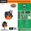 RIDGID WD5500 5 Gal. 5.0 Peak HP Portable Wall Mount Shop Vac Wet Dry Vacuum with Filter, Two Locking Hoses and Accessory Attachments