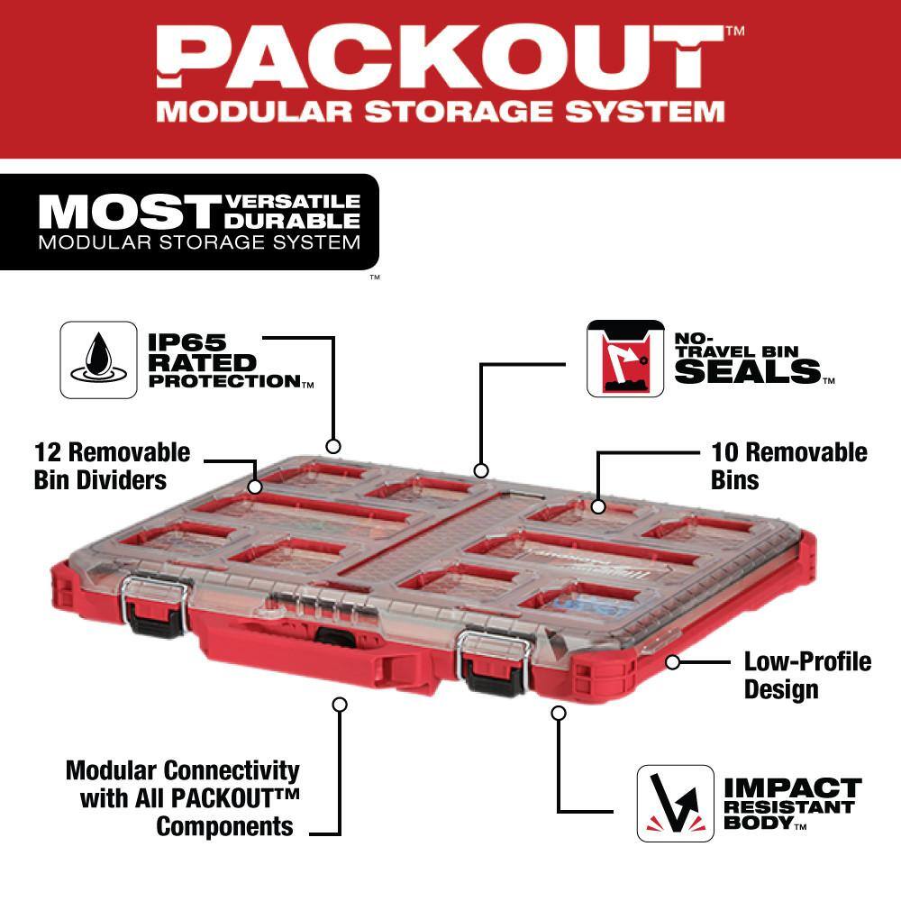 Milwaukee PACKOUT 11-Compartment Low-Profile Impact Resistant Portable Small Parts Organizer Milwaukee PACKOUT 11-Compartment Low-Profile Impact Resistant Portable Small Parts Organizer - Image 4