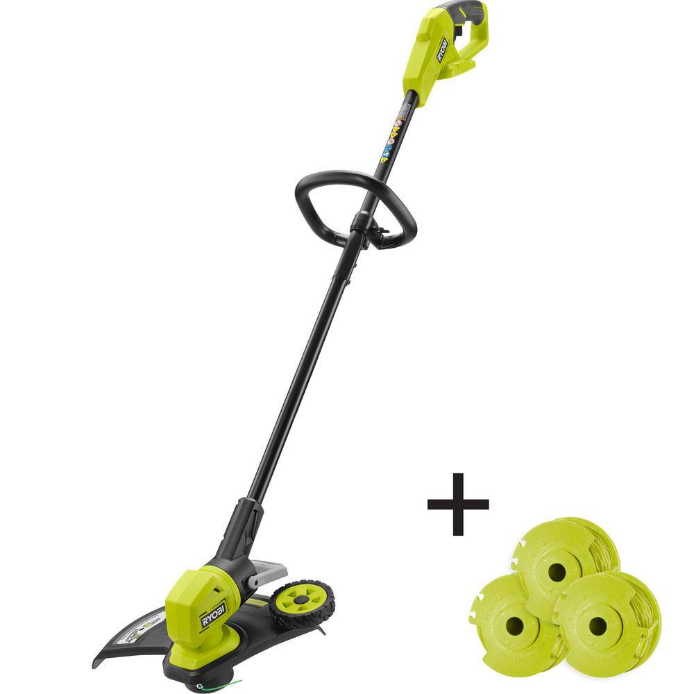 RYOBI ONE+ 18V 13 in. Cordless Battery String Trimmer/Edger with Extra 3-Pack of Spools (Tool Only) RYOBI ONE+ 18V 13 in. Cordless Battery String Trimmer/Edger with Extra 3-Pack of Spools (Tool Only)
