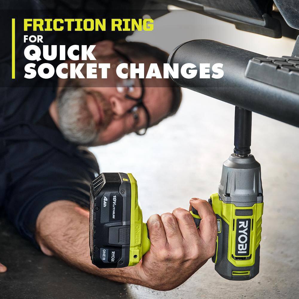 RYOBI ONE+ 18V Cordless 1/2 in. Impact Wrench Kit with 4.0 Ah Battery and Charger RYOBI ONE+ 18V Cordless 1/2 in. Impact Wrench Kit with 4.0 Ah Battery and Charger - Image 5