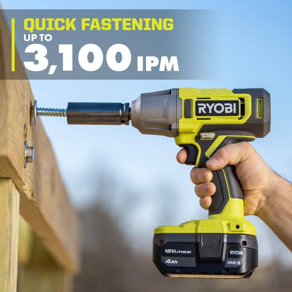 RYOBI ONE+ 18V Cordless 1/2 in. Impact Wrench Kit with 4.0 Ah Battery and Charger RYOBI ONE+ 18V Cordless 1/2 in. Impact Wrench Kit with 4.0 Ah Battery and Charger - Image 3