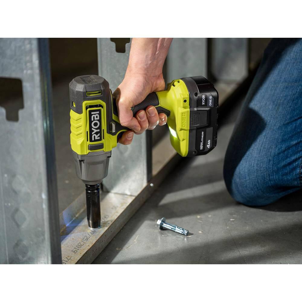 RYOBI ONE+ 18V Cordless 1/2 in. Impact Wrench Kit with 4.0 Ah Battery and Charger RYOBI ONE+ 18V Cordless 1/2 in. Impact Wrench Kit with 4.0 Ah Battery and Charger - Image 6