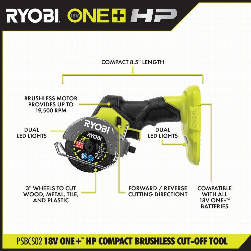 RYOBI ONE+ HP 18V Brushless Cordless Compact Cut-Off Tool (Tool Only) RYOBI ONE+ HP 18V Brushless Cordless Compact Cut-Off Tool (Tool Only) - Image 3