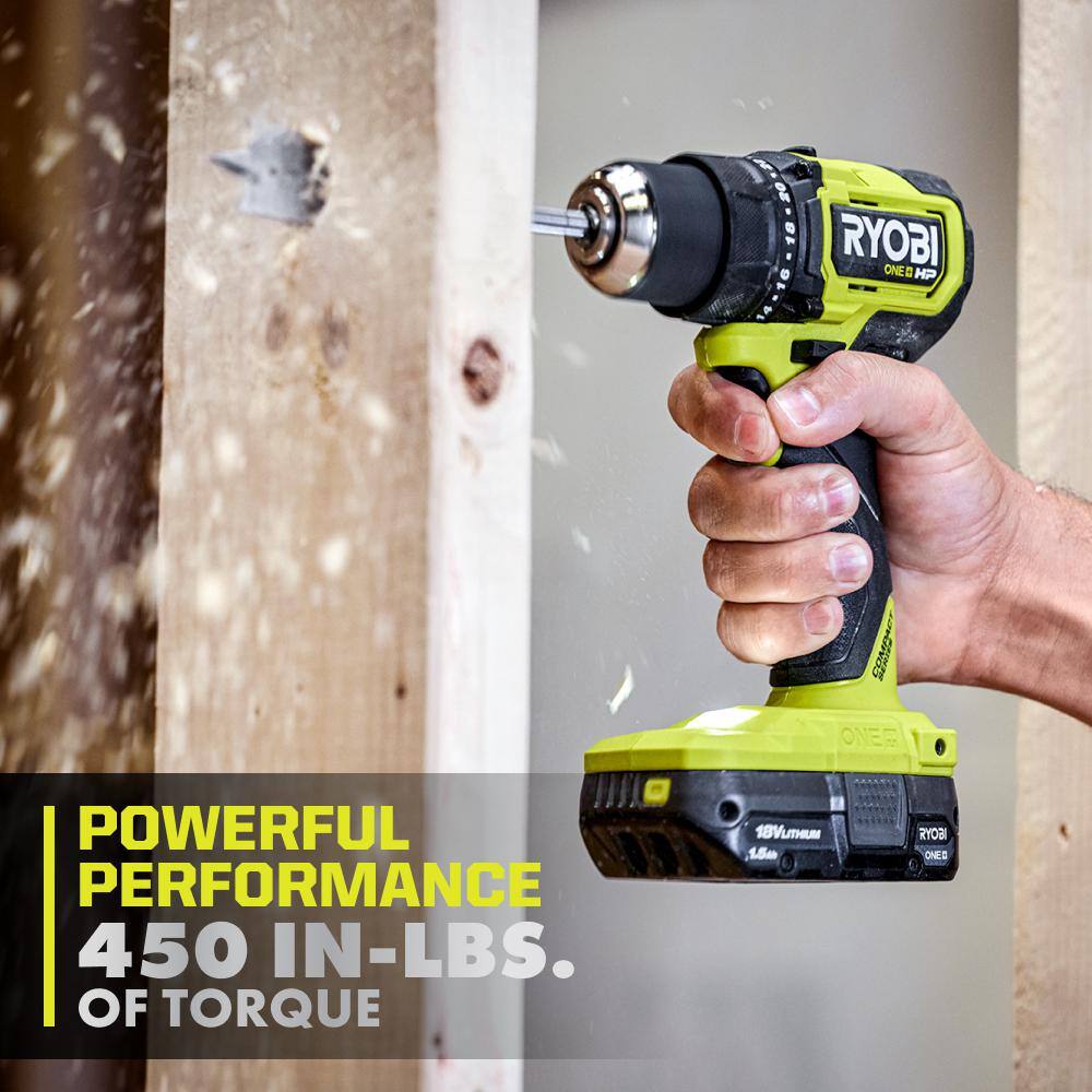 RYOBI ONE+ HP 18V Brushless Cordless Compact 1/2in. Drill/Driver Kit with (2) 1.5 Ah Batteries and Charger RYOBI ONE+ HP 18V Brushless Cordless Compact 1/2in. Drill/Driver Kit with (2) 1.5 Ah Batteries and Charger - Image 5