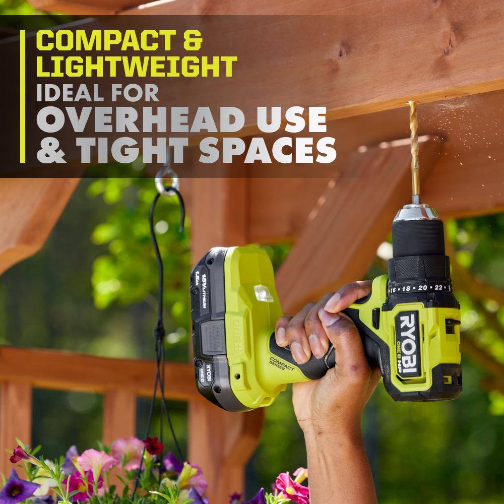 RYOBI ONE+ HP 18V Brushless Cordless Compact 1/2in. Drill/Driver Kit with (2) 1.5 Ah Batteries and Charger RYOBI ONE+ HP 18V Brushless Cordless Compact 1/2in. Drill/Driver Kit with (2) 1.5 Ah Batteries and Charger - Image 4