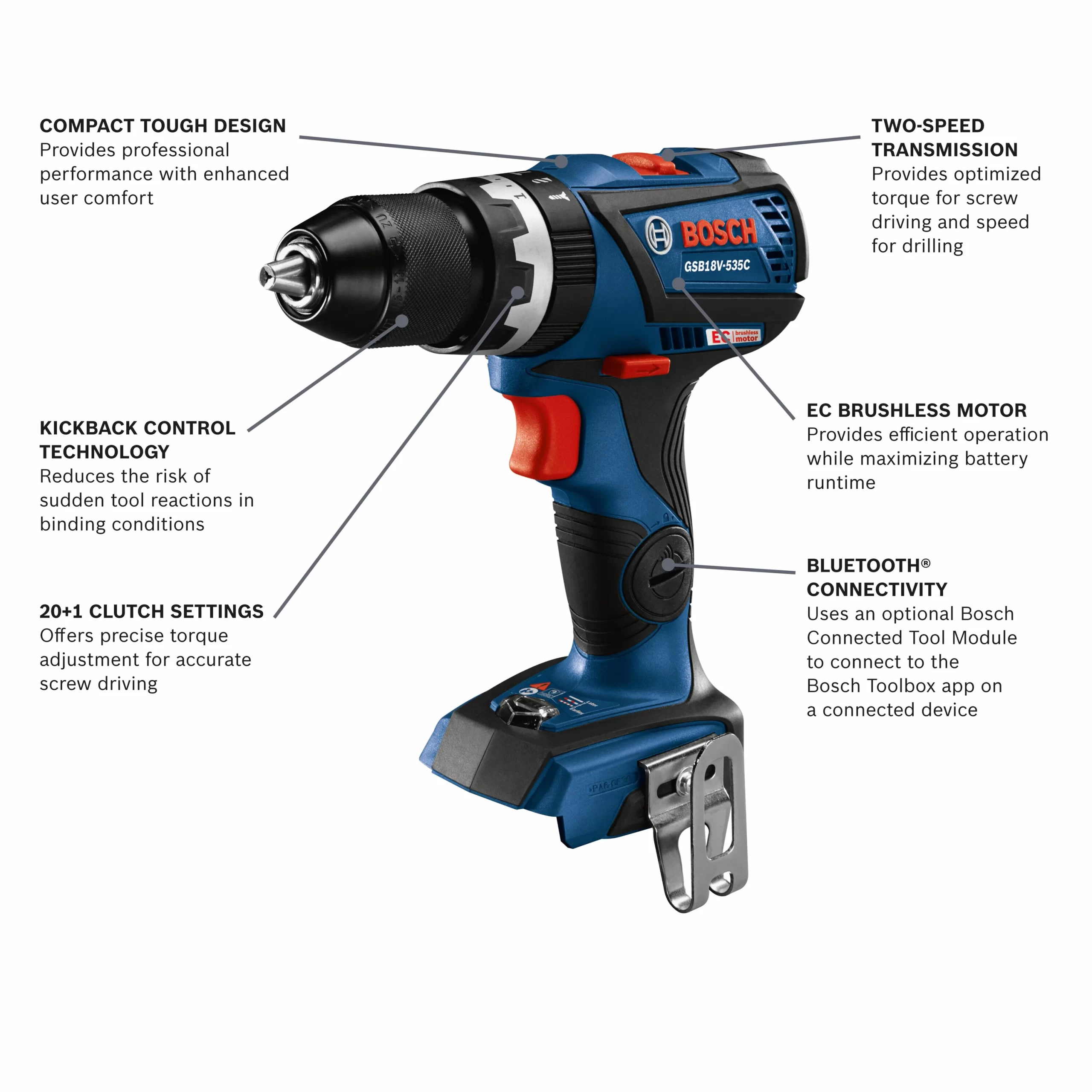 Bosch GSB18V-535CN 18-volt 1/2-in Keyless Brushless Right Angle Cordless Drill Bosch GSB18V-535CN 18-volt 1/2-in Keyless Brushless Right Angle Cordless Drill - Image 14
