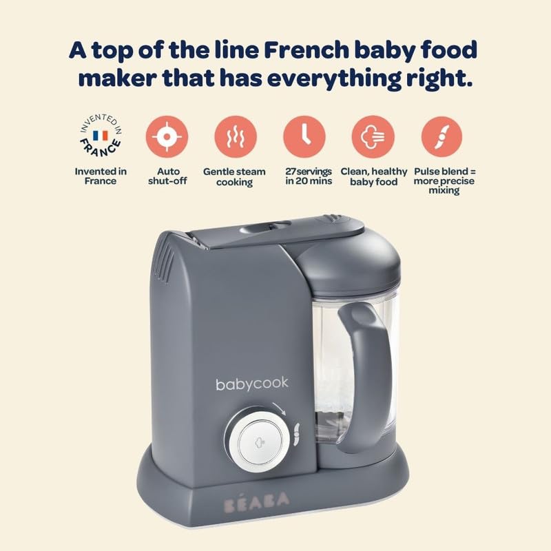 BEABA Babycook Solo 4 in 1 Baby Food Maker, Puree Steamer and Blender for Purees, Grinder with Auto Steam Cooking, White BEABA Babycook Solo 4 in 1 Baby Food Maker, Puree Steamer and Blender for Purees, Grinder with Auto Steam Cooking, White - Image 8