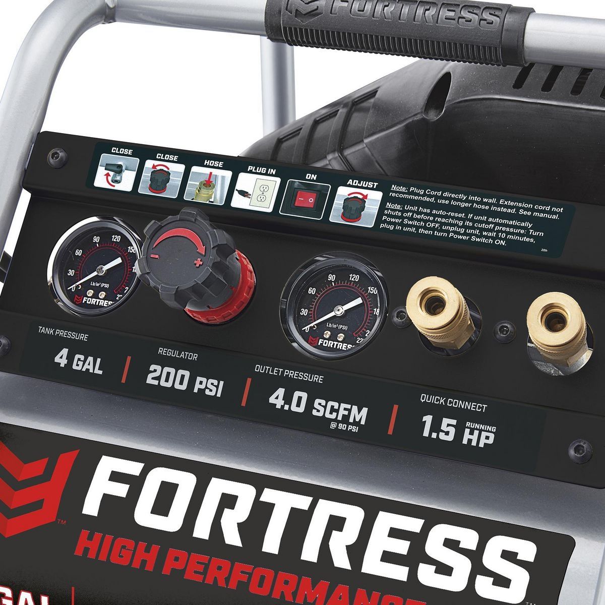 FORTRESS 4 Gallon, 200 PSI High Performance Oil-Free Hand Carry Jobsite Air Compressor FORTRESS 4 Gallon, 200 PSI High Performance Oil-Free Hand Carry Jobsite Air Compressor - Image 6