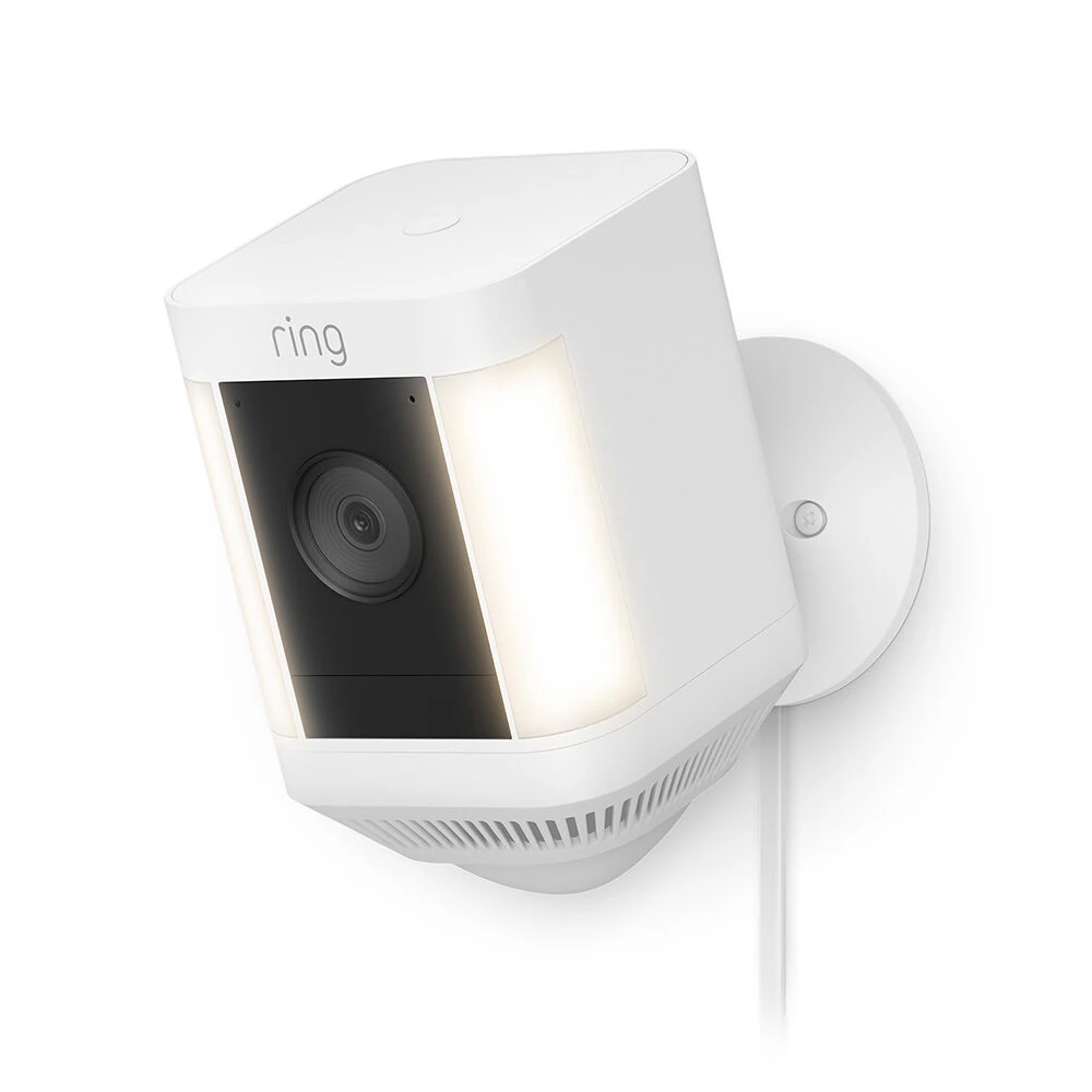 Ring Spotlight Cam Plus, Plug-In - Smart Security Video Camera with 2 Motion-Activated LED Spotlights, 2-Way Talk, Color Night Vision, White Ring Spotlight Cam Plus, Plug-In - Smart Security Video Camera with 2 Motion-Activated LED Spotlights, 2-Way Talk, Color Night Vision, White