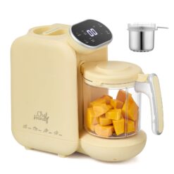 Chefhandy Baby Food Maker, 5 in 1 Baby Food Processor with Steaming Basket, Auto Cooking & Grinding (Yellow)