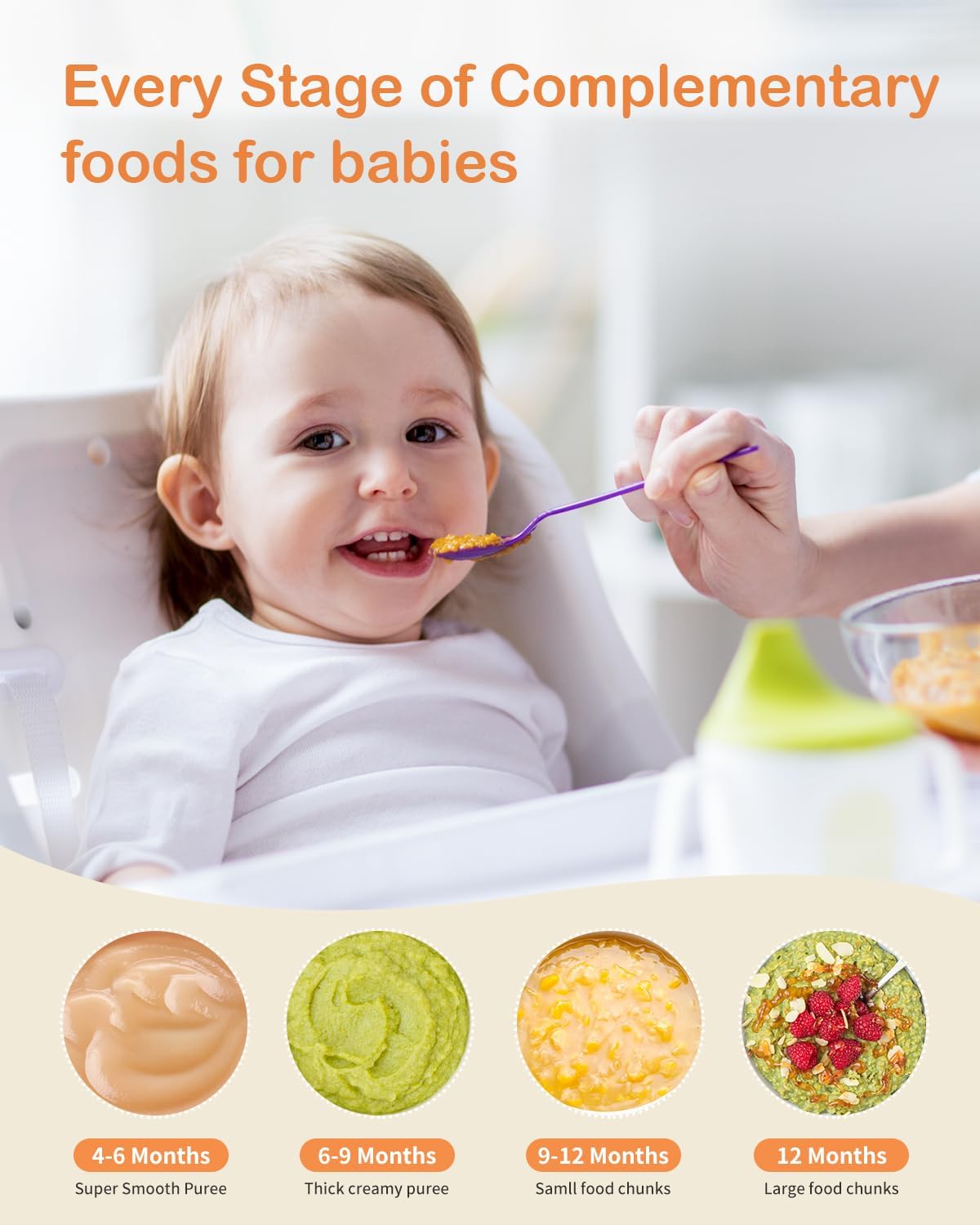 HEYVALUE Baby Food Maker, HEYVALUE 13-in-1 Baby Food Processor Set for Baby Food (Gray) HEYVALUE Baby Food Maker, HEYVALUE 13-in-1 Baby Food Processor Set for Baby Food (Gray) - Image 5
