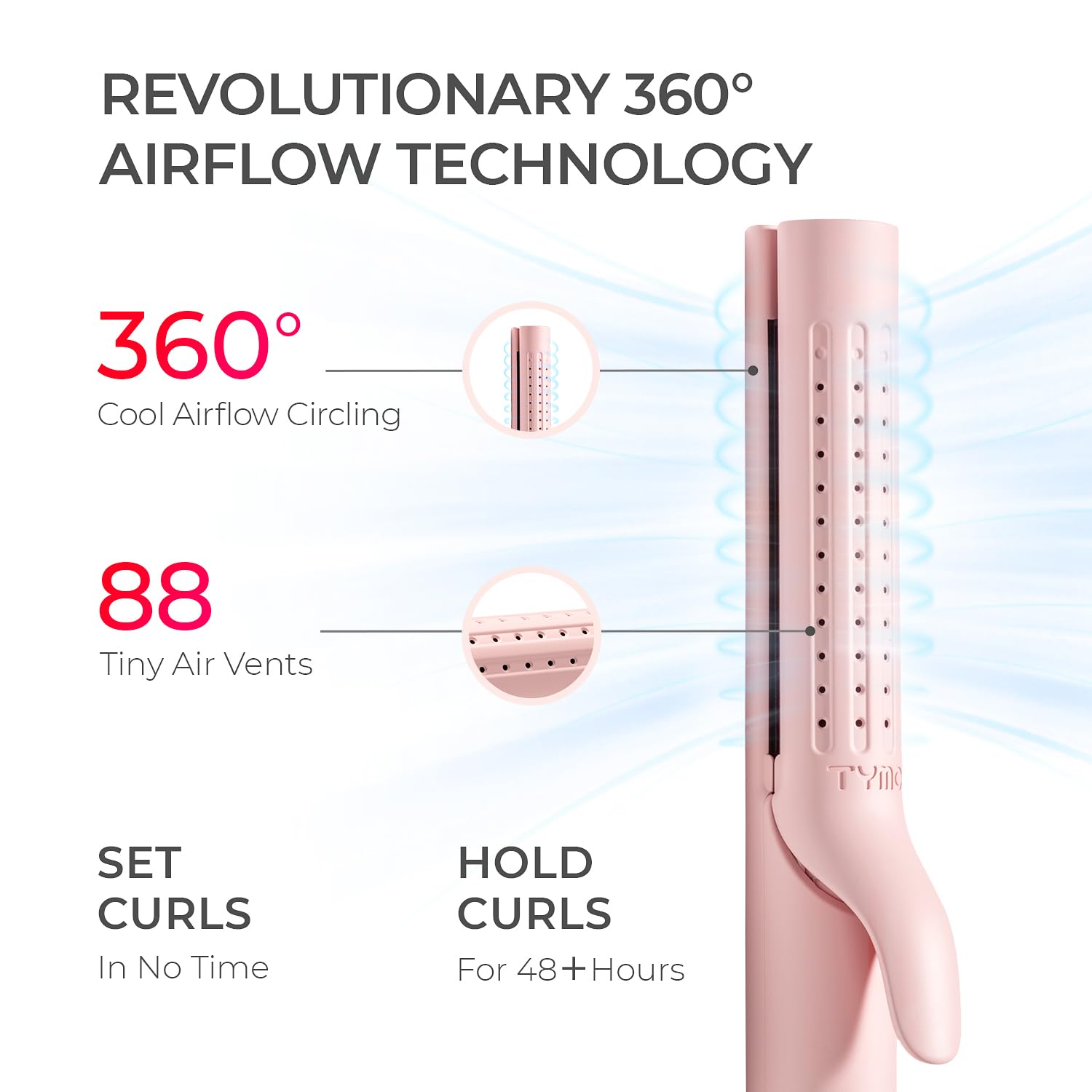 TYMO Airflow Curling Iron for Lasting Curls, Flat Iron Hair Straightener and Curler 2 in 1, Anti-Scald Ionic Curling Wand 1.25 Inch, Pink TYMO Airflow Curling Iron for Lasting Curls, Flat Iron Hair Straightener and Curler 2 in 1, Anti-Scald Ionic Curling Wand 1.25 Inch, Pink - Image 7