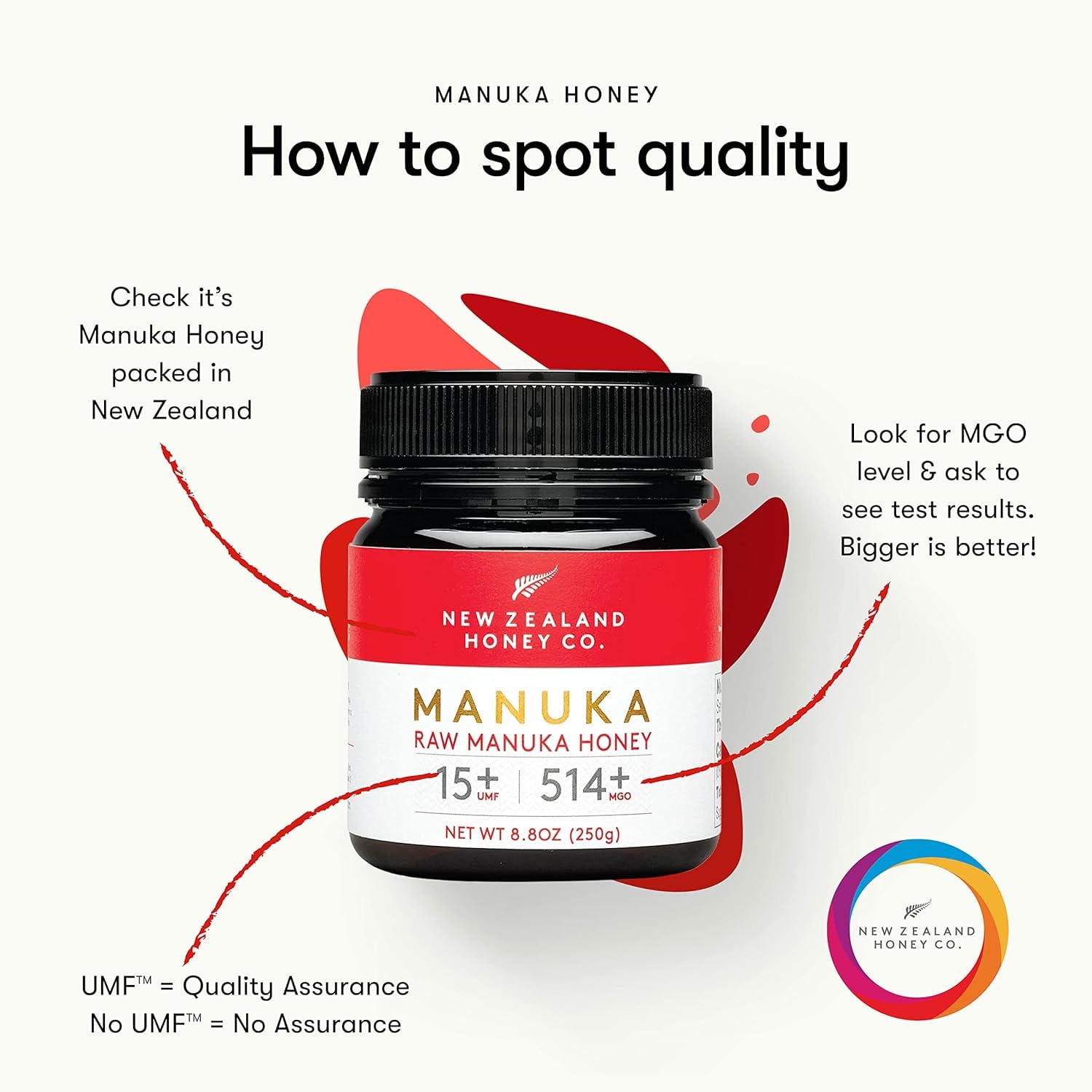 New Zealand Honey Co. Raw Manuka Honey UMF 15+ | MGO 514+, UMF Certified / 8.8oz New Zealand Honey Co. Raw Manuka Honey UMF 15+ | MGO 514+, UMF Certified / 8.8oz - Image 6