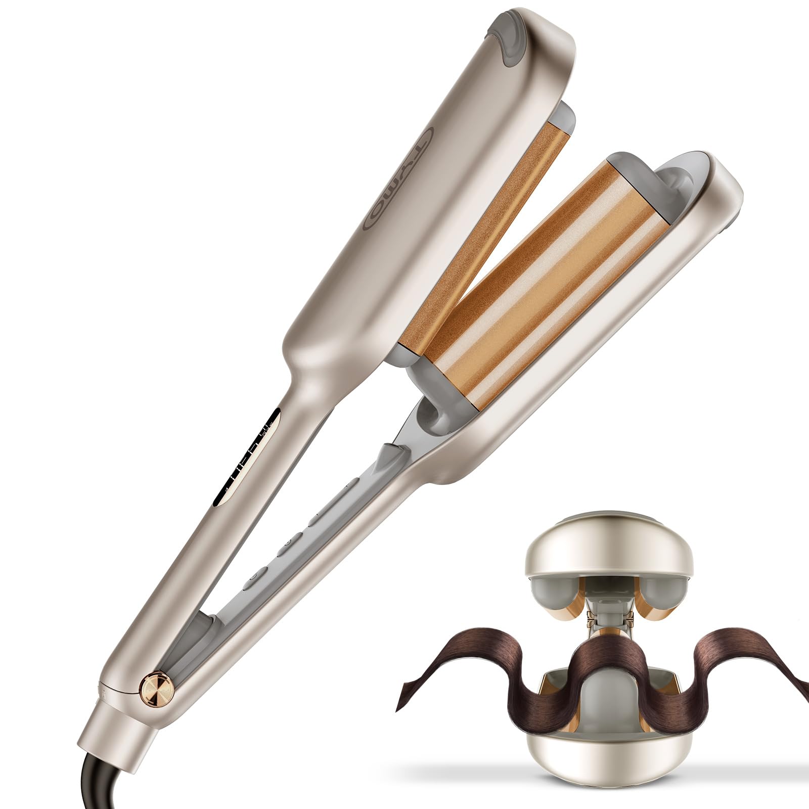 Curling Iron Hair Crimper Waver TYMO ROVY Beach Waves Curling Wand, Ionic Deep Waver Hair Curler Tool with Ceramic 3 Barrel, 1.25 Inch Curling Iron Hair Crimper Waver TYMO ROVY Beach Waves Curling Wand, Ionic Deep Waver Hair Curler Tool with Ceramic 3 Barrel, 1.25 Inch