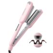 TYMO ROVY Beach Waves Curling Wand, Ionic Deep Waver Hair Curler Tool with Ceramic 3 Barrel, Pink, 1 Inch