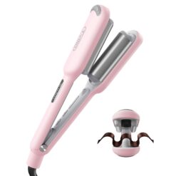 TYMO ROVY Beach Waves Curling Wand, Ionic Deep Waver Hair Curler Tool with Ceramic 3 Barrel, Pink, 1 Inch