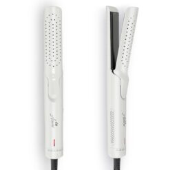 Asani 360° Airflow Styler - 2-in-1 Professional Curling Wand & Hair Straightener - Flat Iron Curler with Cooling Fan, Air Vents (White)