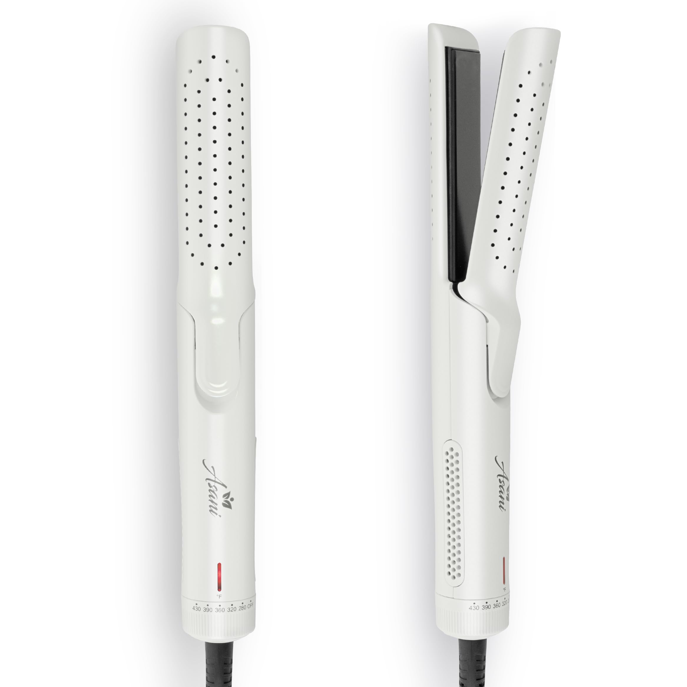Asani 360° Airflow Styler - 2-in-1 Professional Curling Wand & Hair Straightener - Flat Iron Curler with Cooling Fan, Air Vents (White) Asani 360° Airflow Styler - 2-in-1 Professional Curling Wand & Hair Straightener - Flat Iron Curler with Cooling Fan, Air Vents (White)