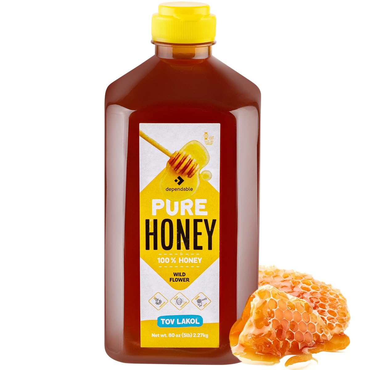 Dependable Food Raw Honey - 5 Lb. - Squeeze Bottle - 100% Pure, Raw, All Natural, Wildflower Honey - Hive to Bottle - 80 oz Dependable Food Raw Honey - 5 Lb. - Squeeze Bottle - 100% Pure, Raw, All Natural, Wildflower Honey - Hive to Bottle - 80 oz