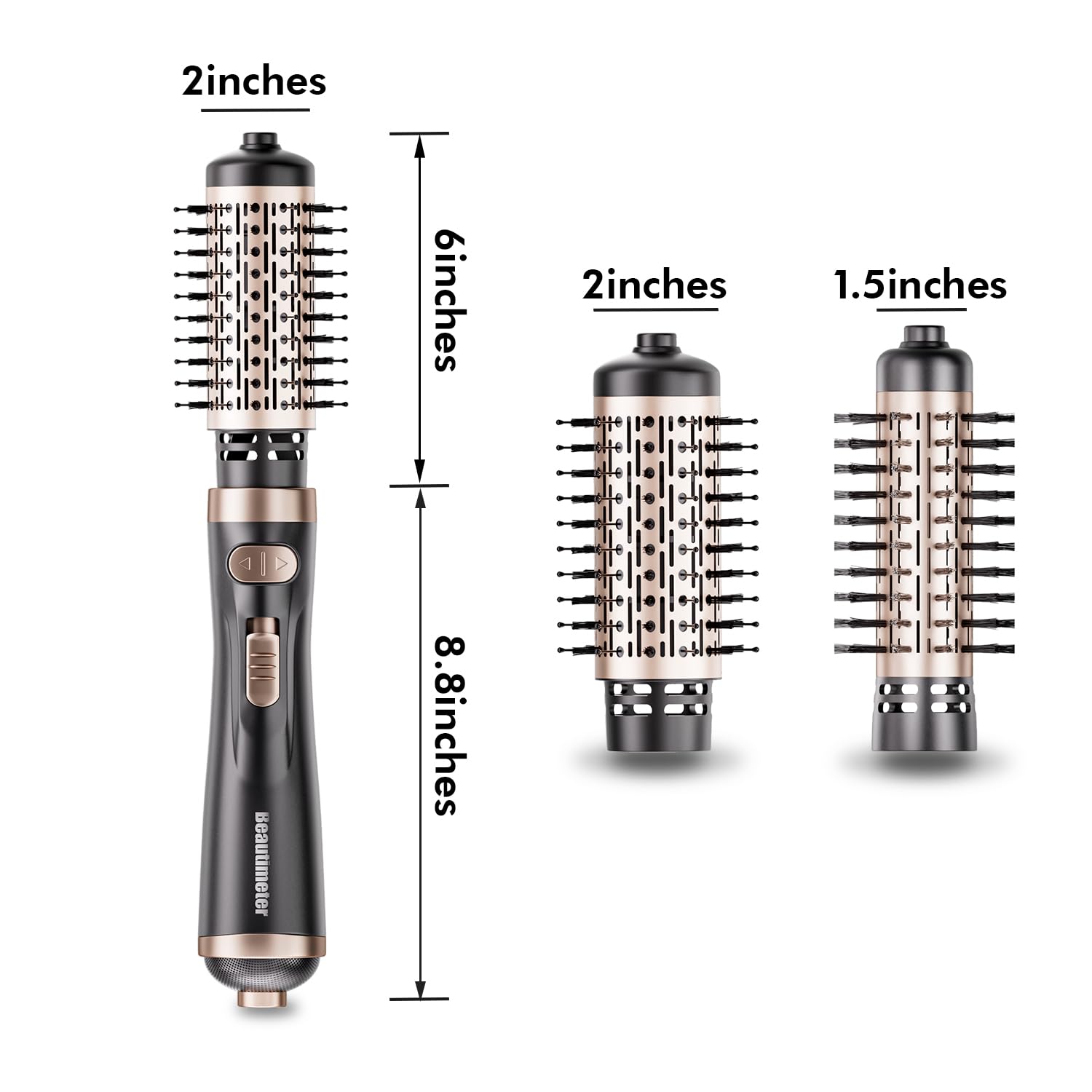 Beautimeter 3-in-1 Hot Air Styler: Rotating Blow Dryer Brush with 2-Inch and 1.5-Inch Brushes Beautimeter 3-in-1 Hot Air Styler: Rotating Blow Dryer Brush with 2-Inch and 1.5-Inch Brushes - Image 4