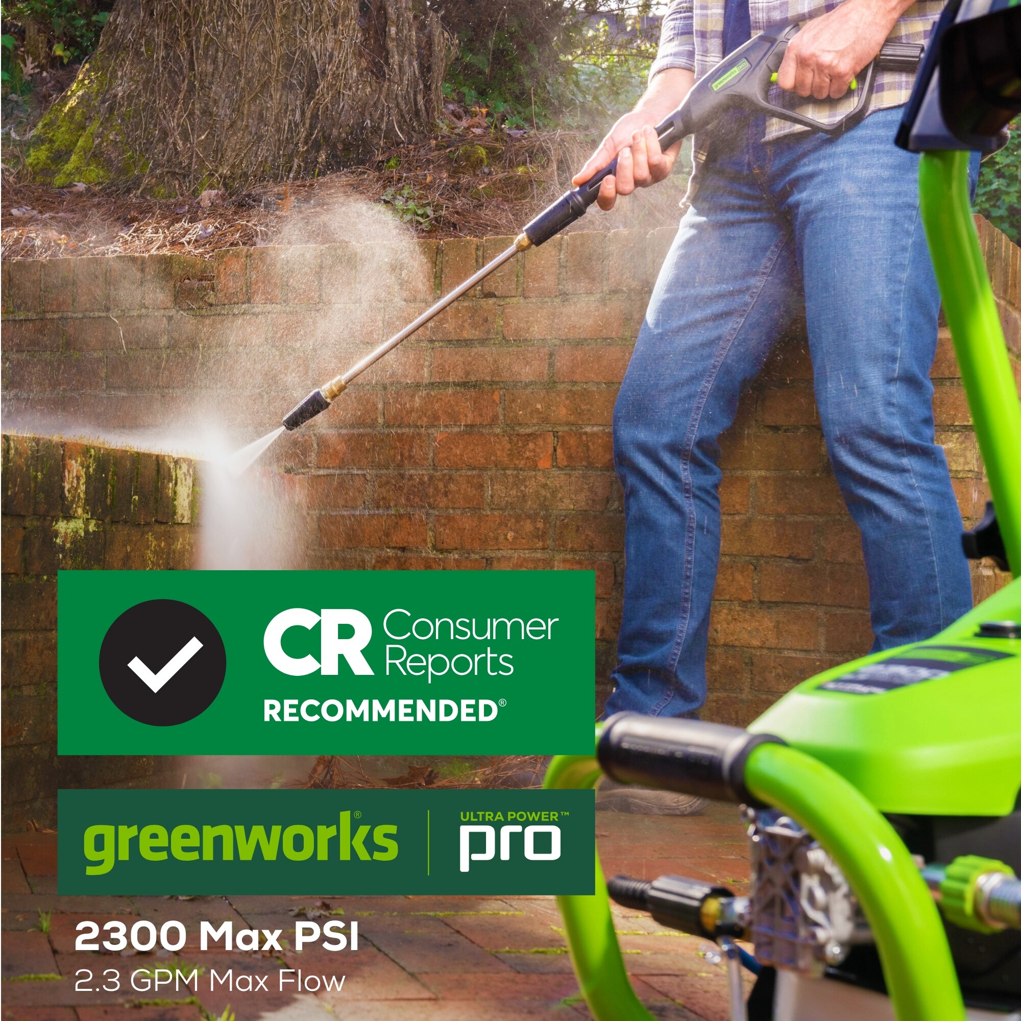 Greenworks 2300 PSI 2.3-GPM Cold Water Electric Pressure Washer with 5 Spray Tips Greenworks 2300 PSI 2.3-GPM Cold Water Electric Pressure Washer with 5 Spray Tips - Image 2