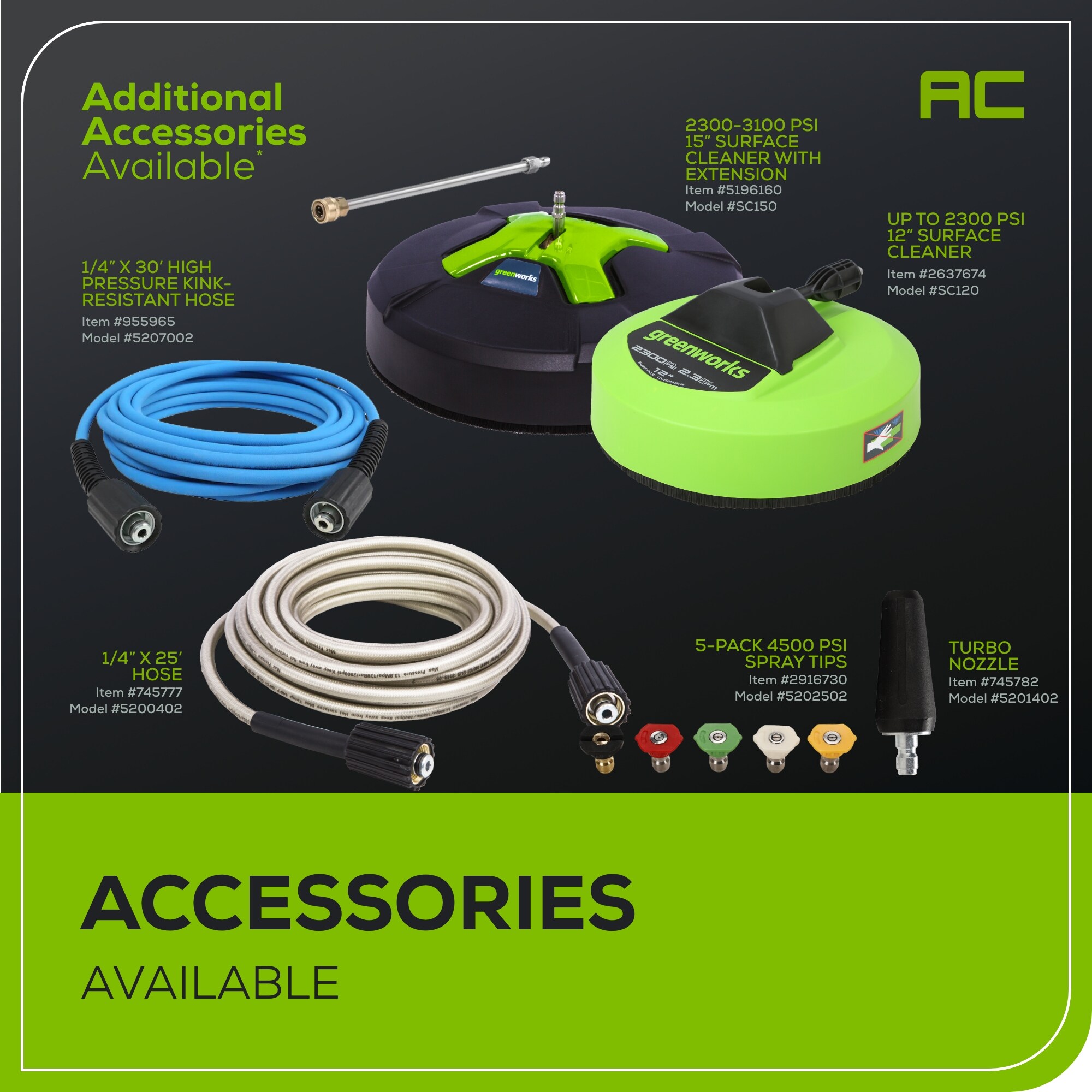 Greenworks 2300 PSI 2.3-GPM Cold Water Electric Pressure Washer with 5 Spray Tips Greenworks 2300 PSI 2.3-GPM Cold Water Electric Pressure Washer with 5 Spray Tips - Image 15