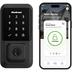 Kwikset Halo Keyless Entry Matte Black Smart Lock Electronic Deadbolt with Wifi Smartkey Touchscreen