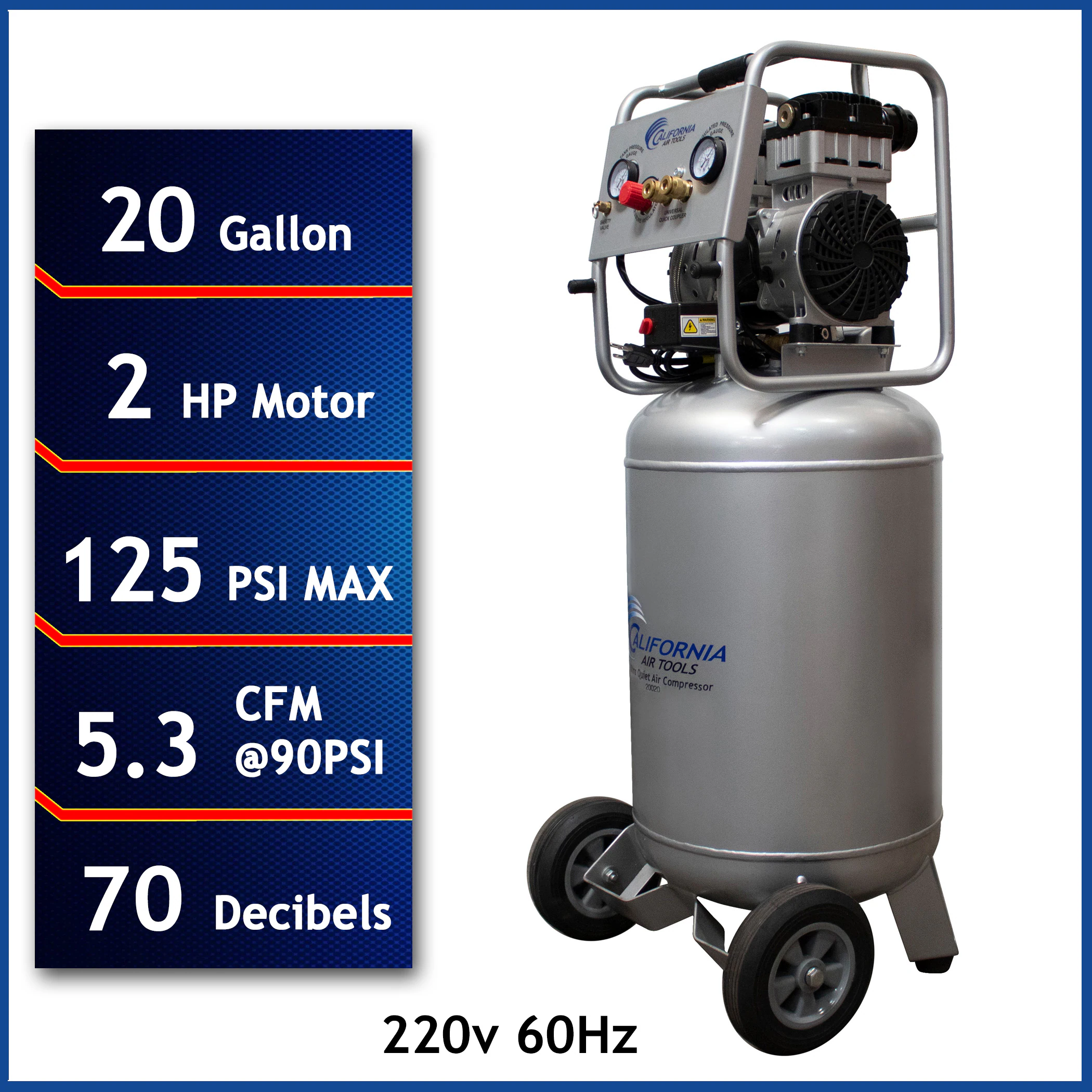 California Air Tools 20-Gallon Portable Electric 125 PSI Vertical Air Compressor California Air Tools 20-Gallon Portable Electric 125 PSI Vertical Air Compressor - Image 10