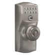 Schlage Customizable Keying Camelot-Georgian Satin Nickel Electronic Knob with Keypad