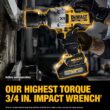 DEWALT XR 20-volt Max Variable Brushless 3/4-in Drive Cordless Impact Wrench (Battery and Charger Not Included)