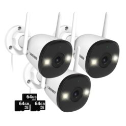 Defender Guard Pro 4K AI Indoor/Outdoor 3-Channel 3-Camera 4K Plug-in Bullet Micro Sd (Included) Security Camera System