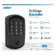 Schlage Encode Greenwich Matte Black Smart Lock Electronic Deadbolt with Wifi Bluetooth Touchscreen Keypad