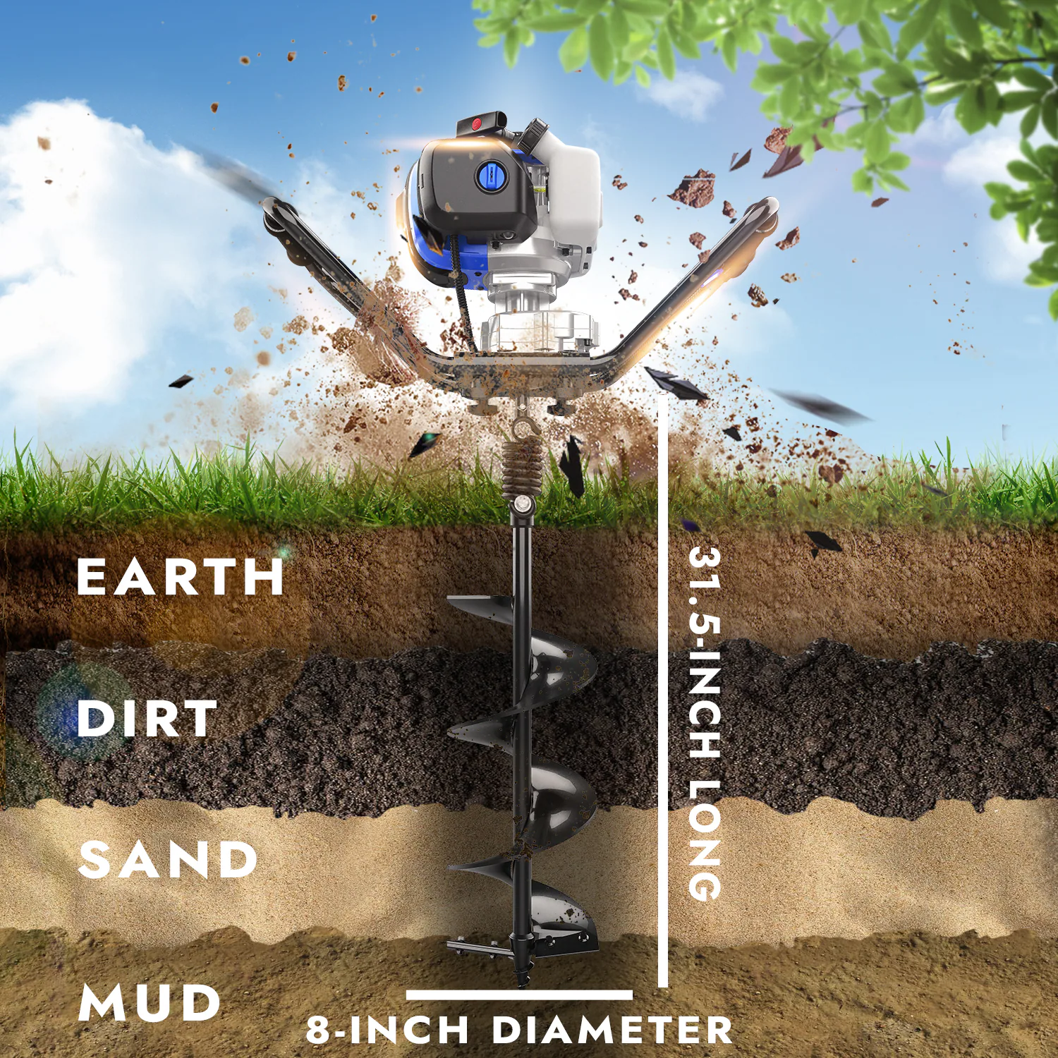 Wild Badger Power WB52CCEA 53-cc 1- or 2-man 53cc Auger Powerhead with 8-in Bit(s) Included Wild Badger Power WB52CCEA 53-cc 1- or 2-man 53cc Auger Powerhead with 8-in Bit(s) Included - Image 5