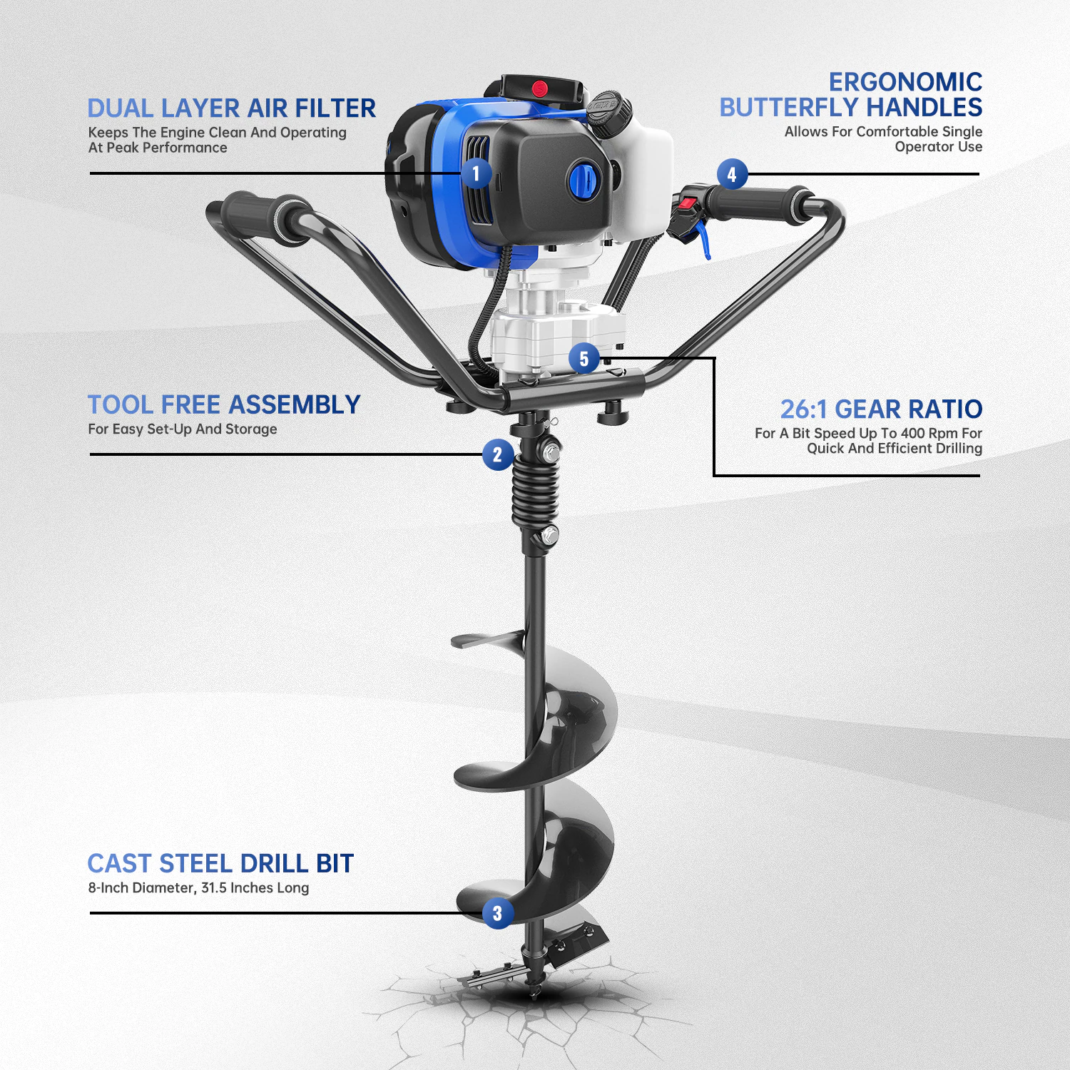 Wild Badger Power WB52CCEA 53-cc 1- or 2-man 53cc Auger Powerhead with 8-in Bit(s) Included Wild Badger Power WB52CCEA 53-cc 1- or 2-man 53cc Auger Powerhead with 8-in Bit(s) Included - Image 2
