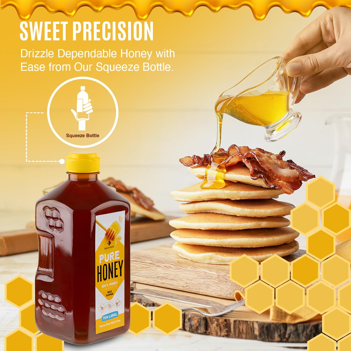 Dependable Food Raw Honey - 5 Lb. - Squeeze Bottle - 100% Pure, Raw, All Natural, Wildflower Honey - Hive to Bottle - 80 oz Dependable Food Raw Honey - 5 Lb. - Squeeze Bottle - 100% Pure, Raw, All Natural, Wildflower Honey - Hive to Bottle - 80 oz - Image 2