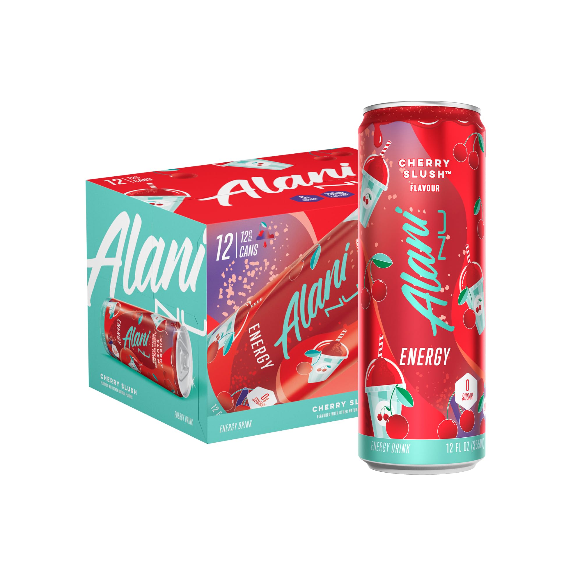 Alani Nu CHERRY SLUSH Sugar Free, Low Calorie Energy Drinks, Antioxidants, Biotin, B Vitamins, Zero Sugar, 12 Count Alani Nu CHERRY SLUSH Sugar Free, Low Calorie Energy Drinks, Antioxidants, Biotin, B Vitamins, Zero Sugar, 12 Count
