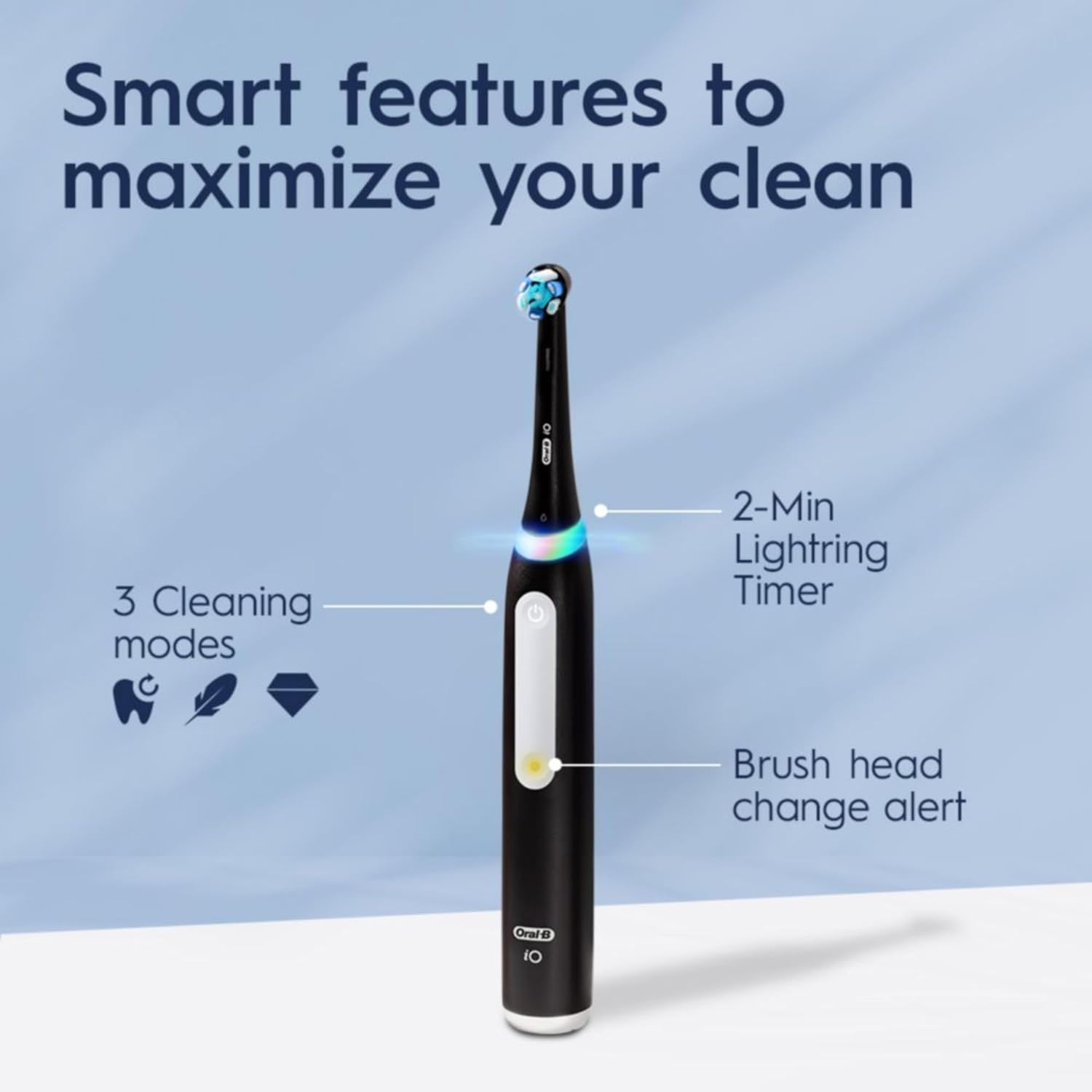 Oral-B iO Deep Clean Rechargeable Electric Powered Toothbrush, Black with iO Series 3 Limited, 2 Brush Heads and Travel Case Oral-B iO Deep Clean Rechargeable Electric Powered Toothbrush, Black with iO Series 3 Limited, 2 Brush Heads and Travel Case - Image 9
