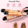 Waver Curling Iron Wand, BESTOPE PRO 5 in 1 Curling Wand Set with 3 Barrel Hair Crimper for Women