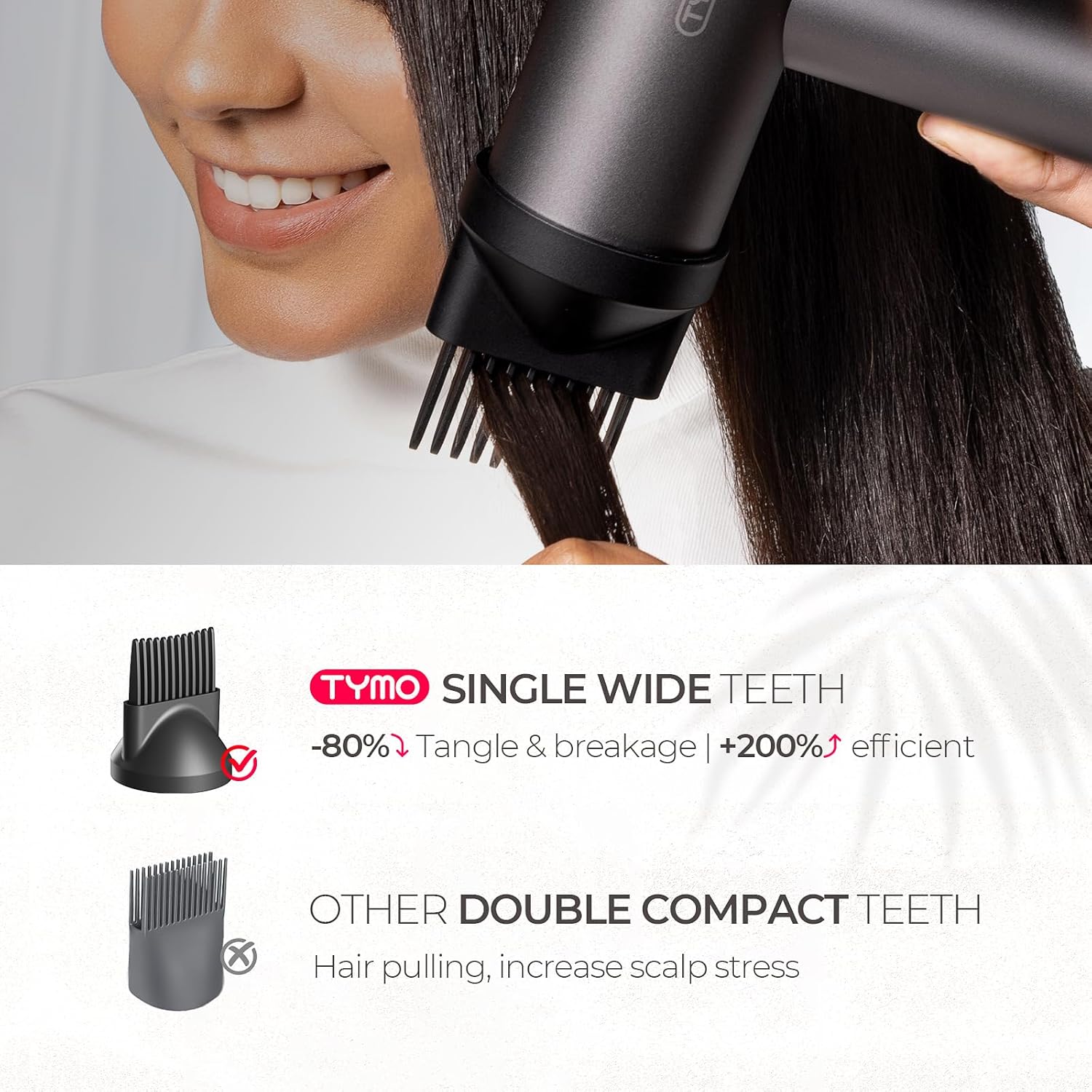 TYMO Diffuser Hair Dryer for Women - 1500W Professional High Speed Ionic Blow Dryer with Comb, Metal Gray TYMO Diffuser Hair Dryer for Women - 1500W Professional High Speed Ionic Blow Dryer with Comb, Metal Gray - Image 4