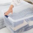 Rubbermaid Cleverstore 95 Quart Clear Stackable Large Plastic Storage Containers with Lids for Office and Home Organization, Clear (4 Pack)