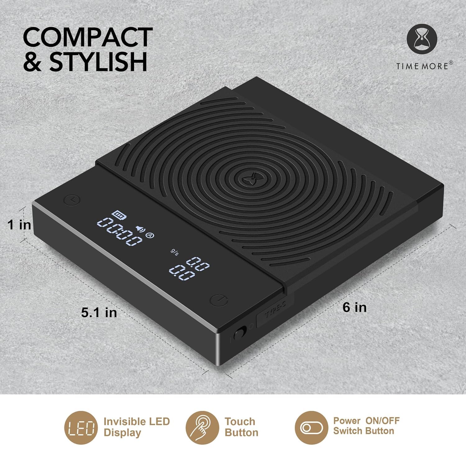 TIMEMORE Coffee Scale Basic 2.0 Electronic Espresso Scale with with Timer, 2000 Grams and Water Flow Rate and Timer Function TIMEMORE Coffee Scale Basic 2.0 Electronic Espresso Scale with with Timer, 2000 Grams and Water Flow Rate and Timer Function - Image 9