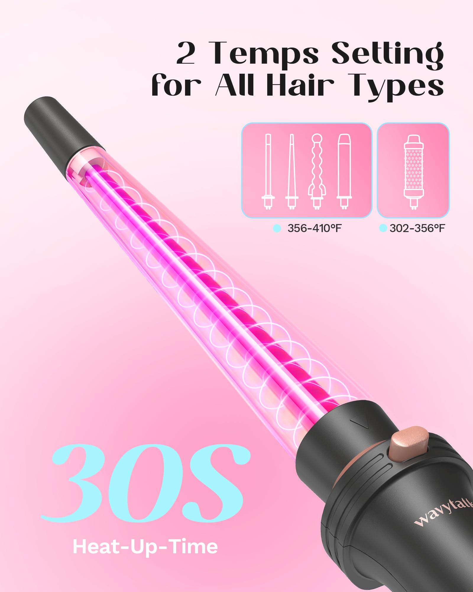 Wavytalk 5 in 1 Curling Iron,Curling Wand Set with Curling Brush and 4 Interchangeable Ceramic Curling Wand(0.5”-1.25”) Wavytalk 5 in 1 Curling Iron,Curling Wand Set with Curling Brush and 4 Interchangeable Ceramic Curling Wand(0.5”-1.25”) - Image 5