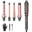 Wavytalk 5 in 1 Curling Iron,Curling Wand Set with Curling Brush and 4 Interchangeable Ceramic Curling Wand(0.5”-1.25”)