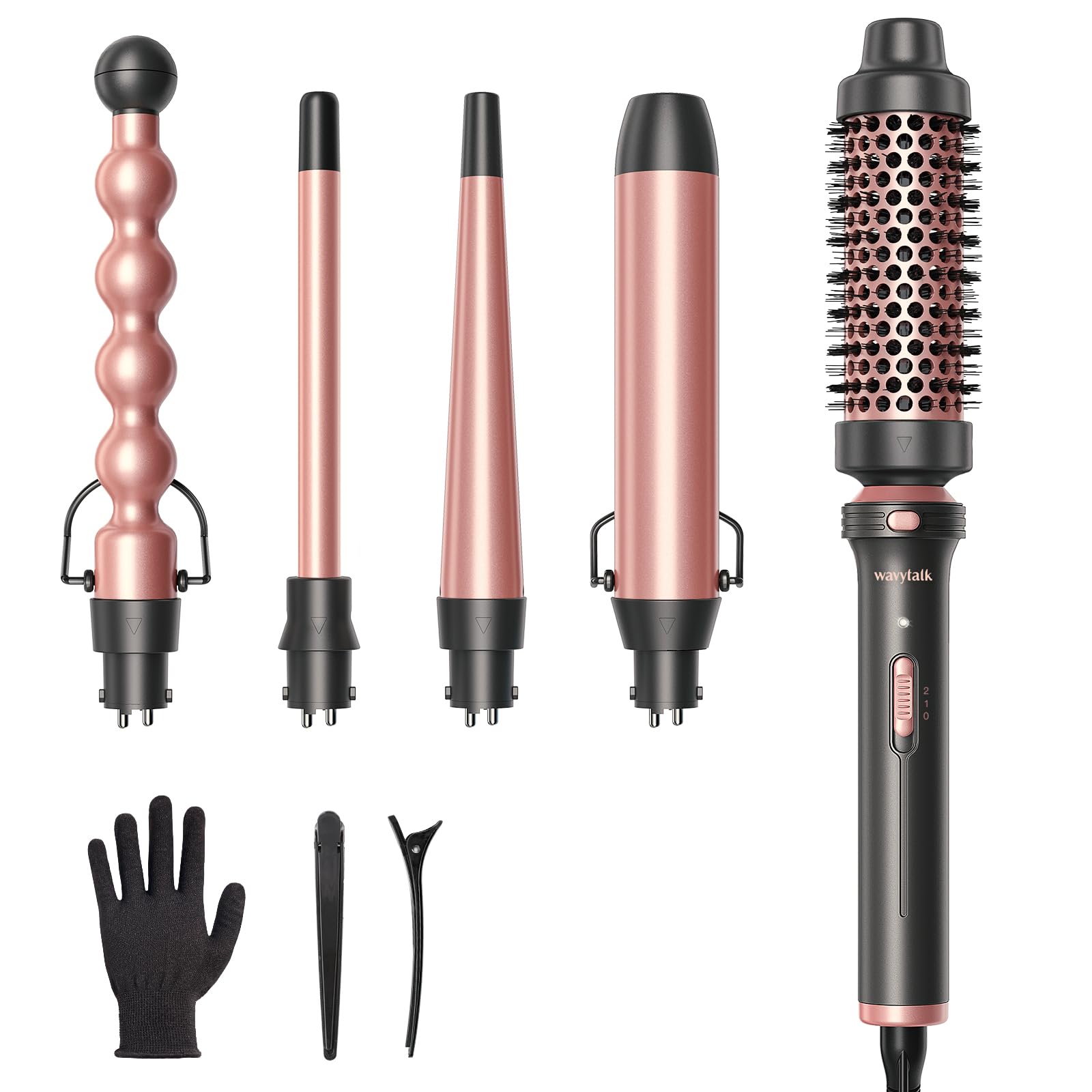 Wavytalk 5 in 1 Curling Iron,Curling Wand Set with Curling Brush and 4 Interchangeable Ceramic Curling Wand(0.5”-1.25”) Wavytalk 5 in 1 Curling Iron,Curling Wand Set with Curling Brush and 4 Interchangeable Ceramic Curling Wand(0.5”-1.25”)