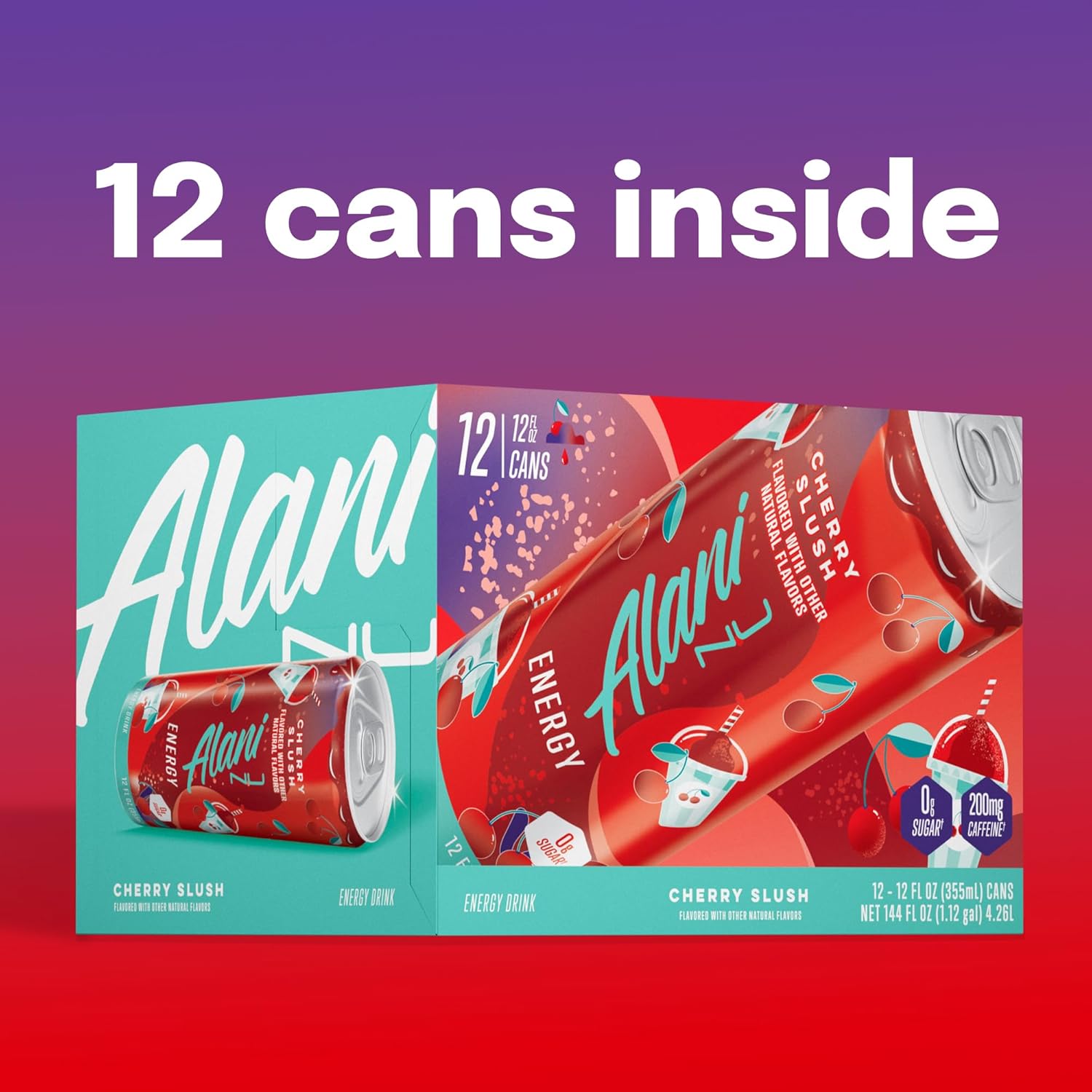 Alani Nu CHERRY SLUSH Sugar Free, Low Calorie Energy Drinks, Antioxidants, Biotin, B Vitamins, Zero Sugar, 12 Count Alani Nu CHERRY SLUSH Sugar Free, Low Calorie Energy Drinks, Antioxidants, Biotin, B Vitamins, Zero Sugar, 12 Count - Image 6
