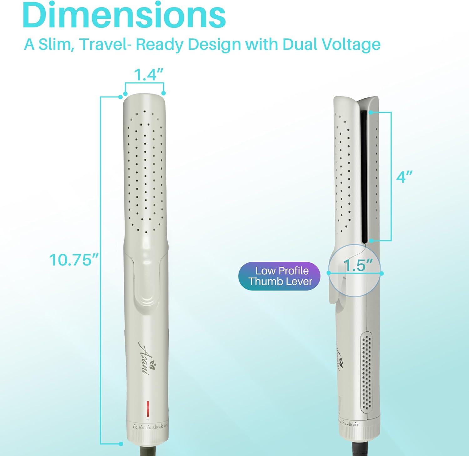 Asani 360° Airflow Styler - 2-in-1 Professional Curling Wand & Hair Straightener - Flat Iron Curler with Cooling Fan, Air Vents (White) Asani 360° Airflow Styler - 2-in-1 Professional Curling Wand & Hair Straightener - Flat Iron Curler with Cooling Fan, Air Vents (White) - Image 3