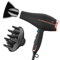 INFINITIPRO BY CONAIR Hair Dryer with Diffuser, AC Motor Pro Hair Dryer with Ceramic Technology, Black, Packaging May Vary