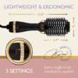 OMOteam Professional Blowout Hair Dryer Brush, Black Gold Dryer and Volumizer, Hot Air Brush for Women, 75MM Oval Shape (Black Gold)