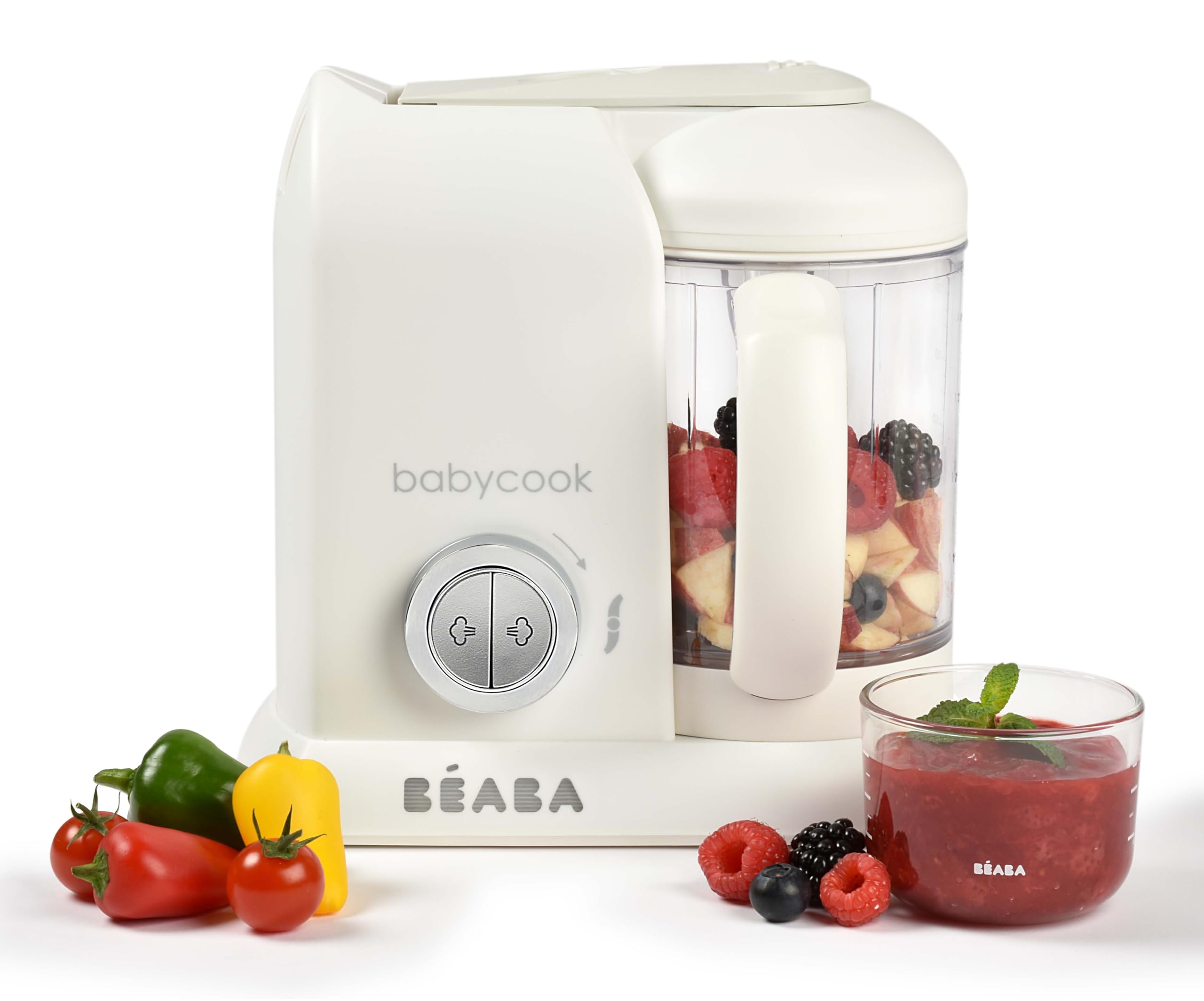 BEABA Babycook Solo 4 in 1 Baby Food Maker, Puree Steamer and Blender for Purees, Grinder with Auto Steam Cooking, White BEABA Babycook Solo 4 in 1 Baby Food Maker, Puree Steamer and Blender for Purees, Grinder with Auto Steam Cooking, White