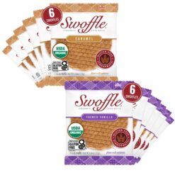 Gluten Free Organic Stroopwafels by Swoffle, Caramel Filled & French Vanilla, (12) Individually Wrapped Waffles, (6) of Each Flavor, 1.16oz Wafers